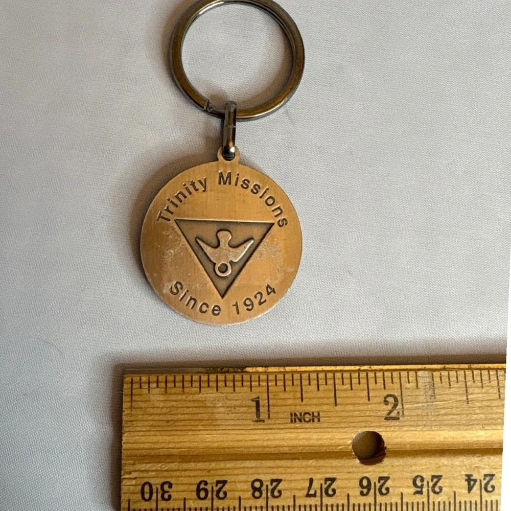 Our Lady of Lourdes Mary Pray For Us Trinity Missions Keychain Vintage Religious